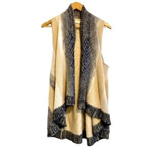 Anthropologie Sleeping On Snow Blue and Ivory Wool Blend Sleeveless Sweater Vest